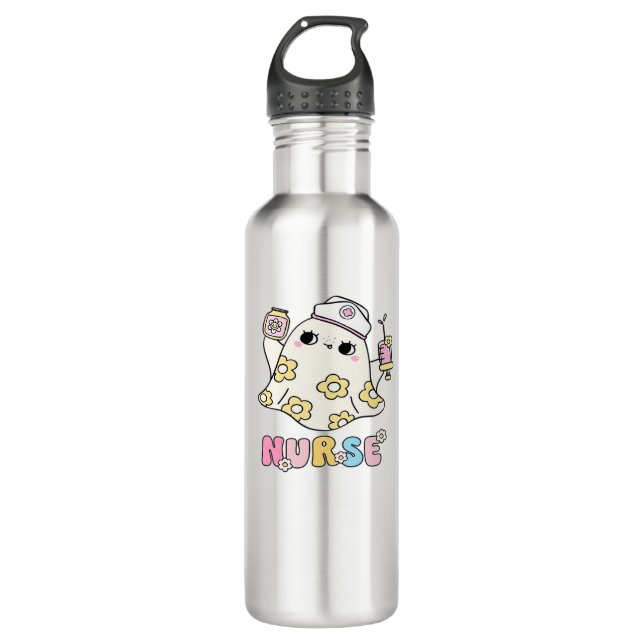 Bouteille D'eau Infirmière fantôme rétro Halloween Design T-shirt  (Devant)