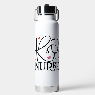 Bouteille D'eau Infirmière inscrite Stéthoscope Coeur rose