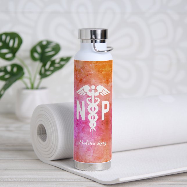 Bouteille D'eau Infirmière Praticien NP Pink Médicale Personnalisé (Yoga)