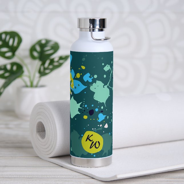 Bouteille D'eau Initiales cool vert coloré (Yoga)