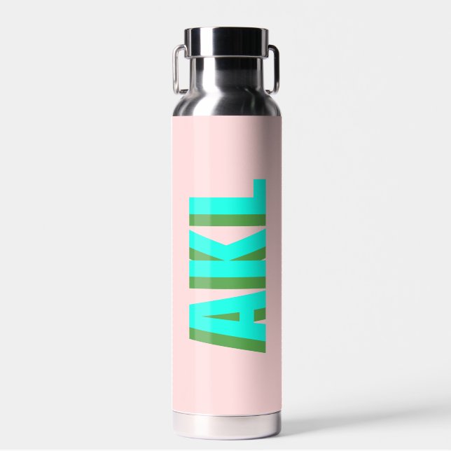 Bouteille D'eau Initiales personnalisées du monogramme d'ombre mod (Avant)