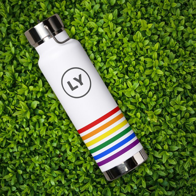Bouteille D'eau Initiales personnalisées Fierté Drapeau Blancs (Créateur téléchargé)