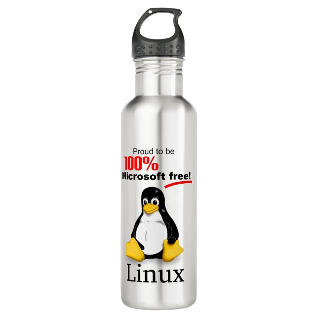 Bouteille d'eau inoxydable Linux - Microsoft Free (Devant)