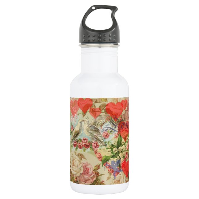 Bouteille D'eau Inséparables Coeur antique Vintage (Devant)