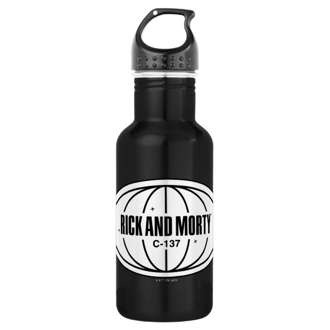 Bouteille D'eau Insigne de cote Retro Rick et Morty C-137 (Devant)
