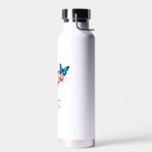 Bouteille d'eau inspirante Clé dorée et Papillon