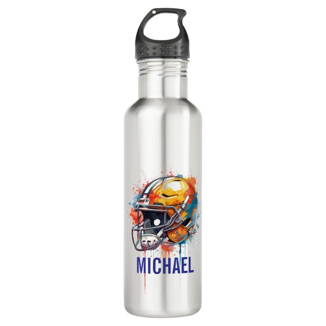 Bouteille D'eau Inspirational Motivational Football Helmet Name (Devant)