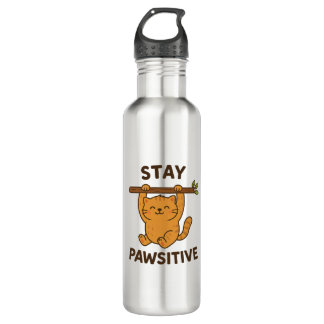 Bouteille D'eau  Inspiring "Stay pawsitive" Quote Print