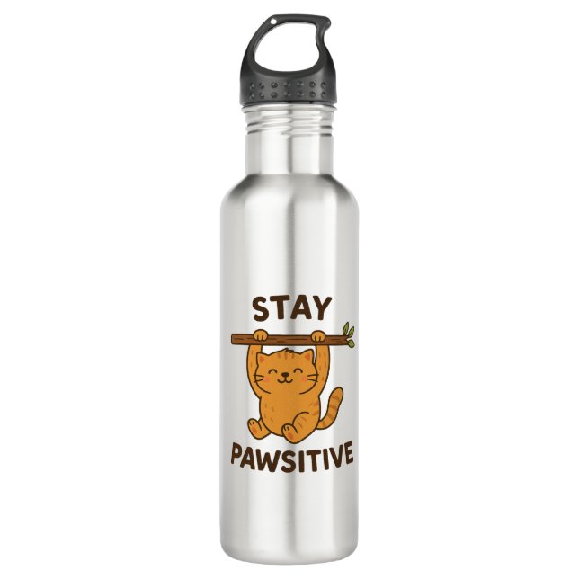 Bouteille D'eau  Inspiring "Stay pawsitive" Quote Print (Devant)