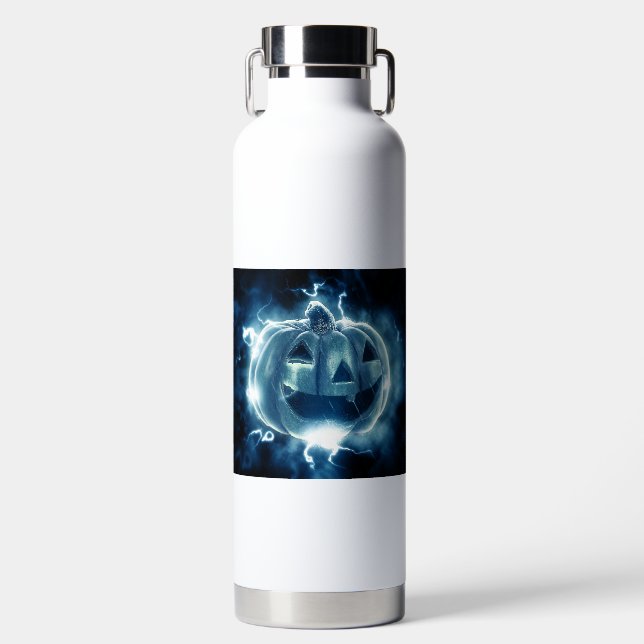 Bouteille D'eau jack-o-lanterne sous la pluie (Avant)