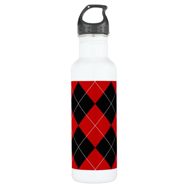 Bouteille D'eau Jacquard preppy Tartan Diamond Plaid Rouge Noir (Devant)
