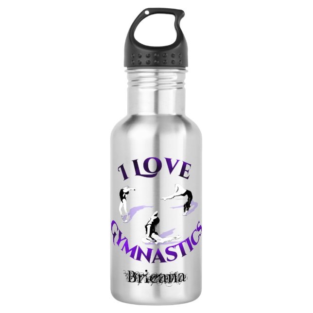 Bouteille D'eau J'aime la gymnastique personnalisée (Devant)