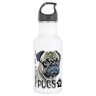 Bouteille D'eau J'aime les Carlins   Propriétaires de chiens migno