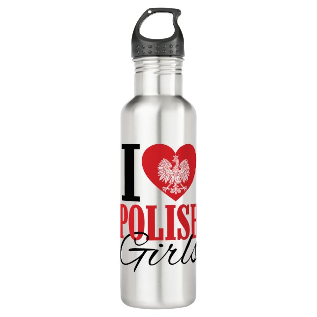 Bouteille D'eau J'aime les filles polonaises petit ami (Devant)