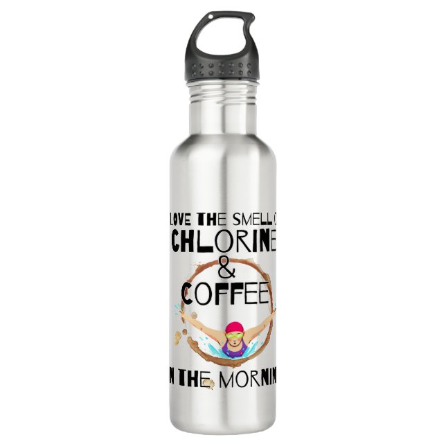 Bouteille D'eau J'aime l'odeur du Chlorine et du Café.w (Devant)