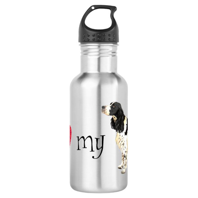 Bouteille D'eau J'aime mon espagnol Springer anglais (Devant)