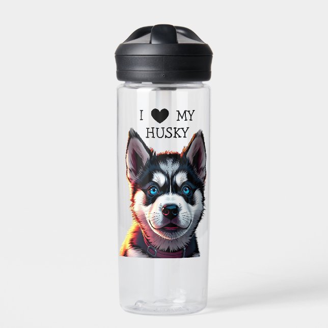 Bouteille D'eau J'Aime Mon Husky (Extérieur)