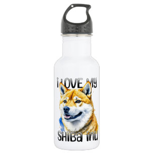 Bouteille D'eau J'Aime Mon Shiba Inu   Propriétaire de chien