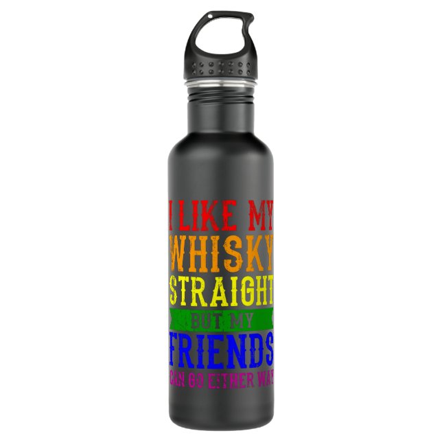 Bouteille D'eau J'AIME MON WHISKY STRAIGHT LGBT Pride Moth LGBTQ (Devant)
