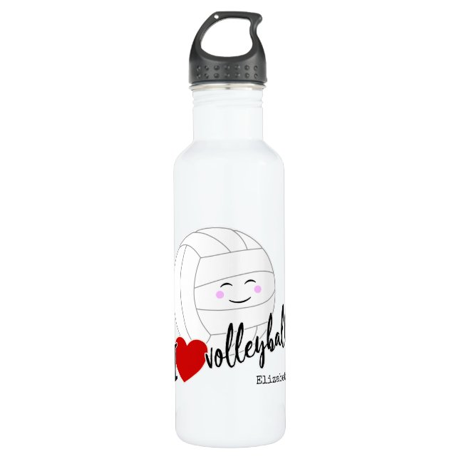 Bouteille D'eau J'aime volleyball heureux kawaii filles volleyball (Devant)