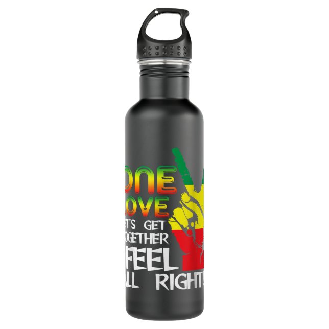 Bouteille D'eau Jamaïque One Love Reggae Drapeau de la Caribbean M (Devant)