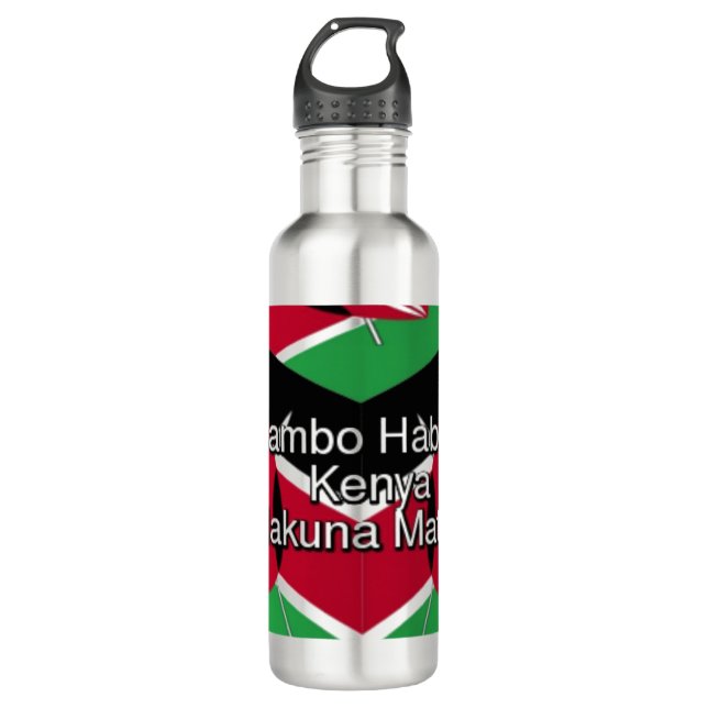 Bouteille D'eau Jambo Habari ! Design d'art du Kenya Hakuna Matata (Devant)
