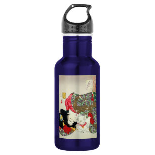Bouteille D'eau Japonaise avec Chat, Tsukioka Yoshitoshi