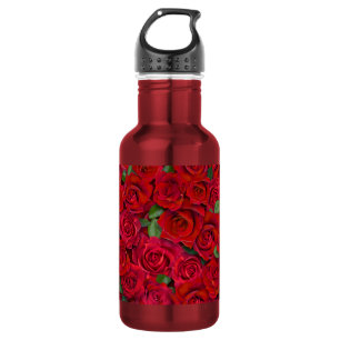 Bouteille D'eau Jardin de roses rouges motif floral romantique san