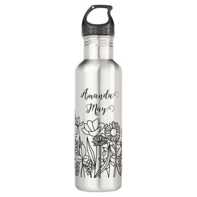 Bouteille D'eau Jardin d'impression noir (Devant)