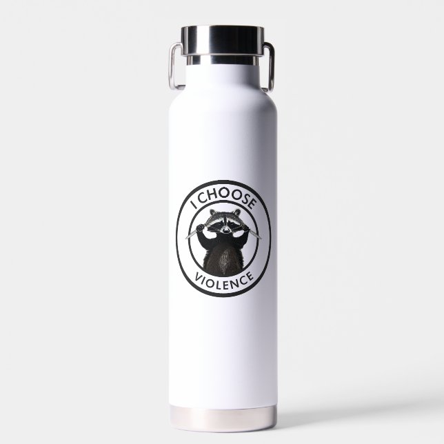 Bouteille D'eau Je choisis Violence Funny Raccoon (Avant)