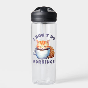 Bouteille D'eau Je ne fais pas les matins - Chat orange mignon ave