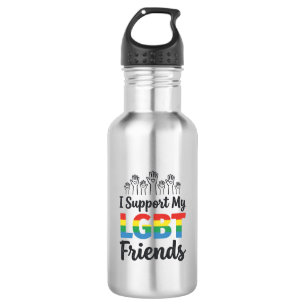Bouteille D'eau Je soutiens mes amis LGBT Vectoriel de Fierté Arc-