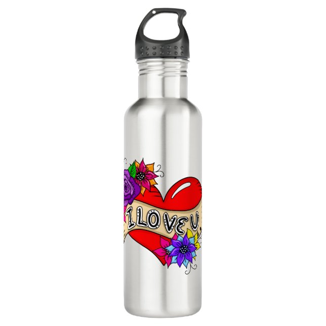 Bouteille D'eau Je T'Aime | Street Art Urban Heart (Devant)