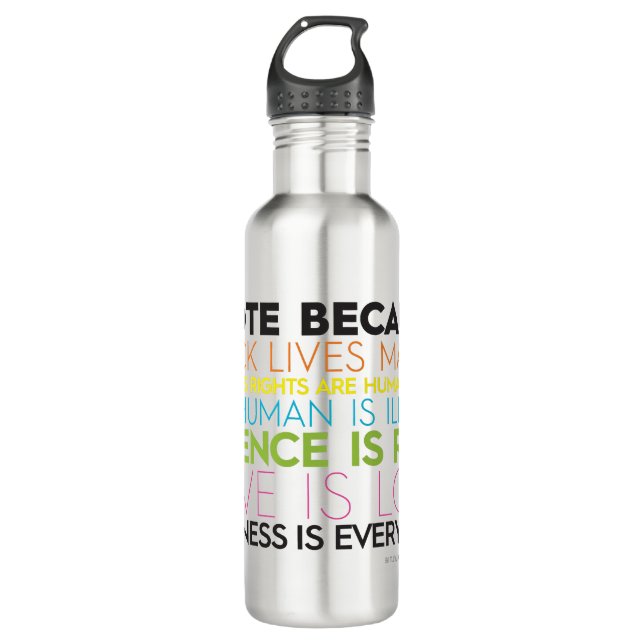 Bouteille D'eau Je Vote Parce Que.... La gentillesse, c'est tout (Devant)