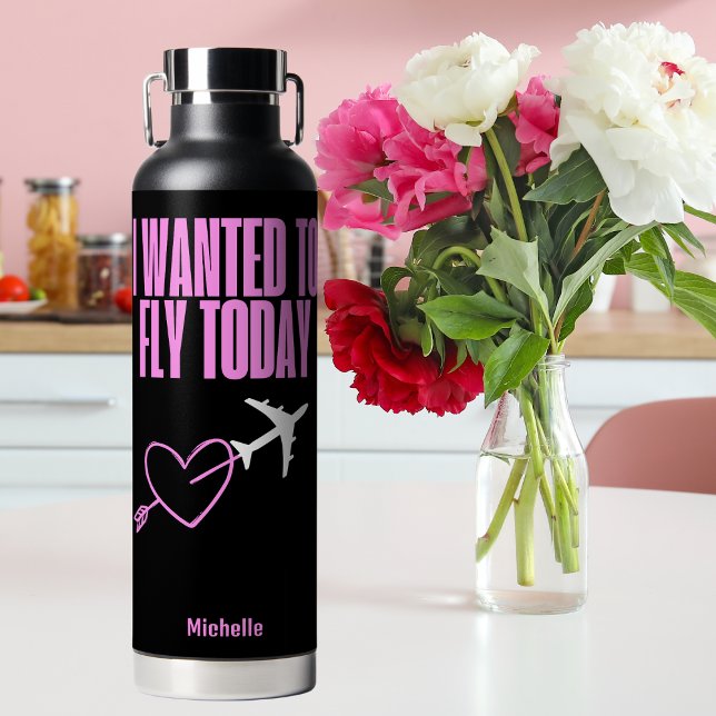 Bouteille D'eau Je voulais voler aujourd'hui, Coeur & Avion, Coutu (Créateur téléchargé)