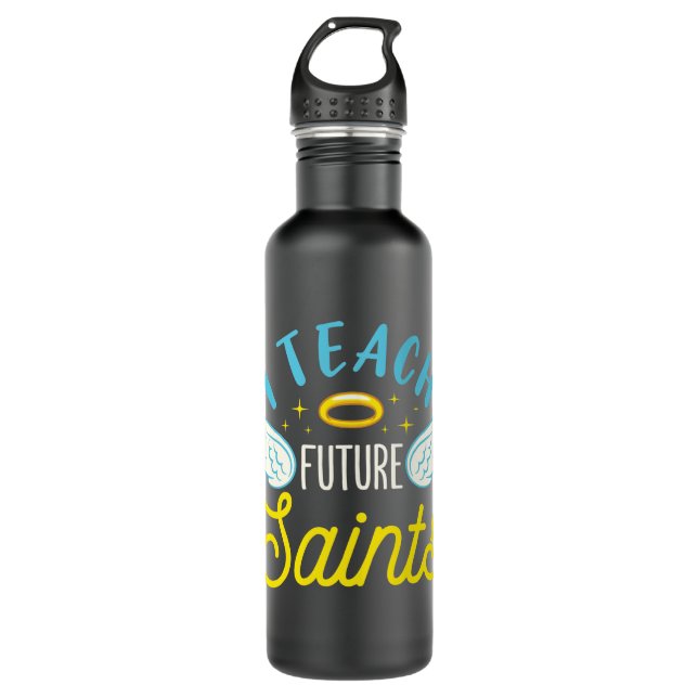 Bouteille D'eau J'Enseigne Les Saints Futurs Enseignant Catholique (Devant)