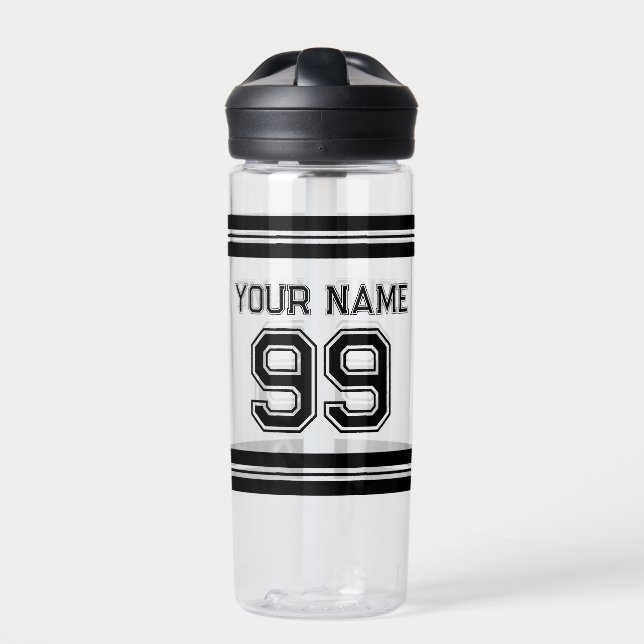 Bouteille D'eau Jersey sport personnalisé numéro athlétique strié  (Extérieur)