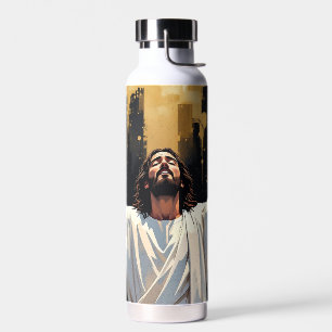 Bouteille D'eau Jésus-Christ Notre Sauveur Noir et Or