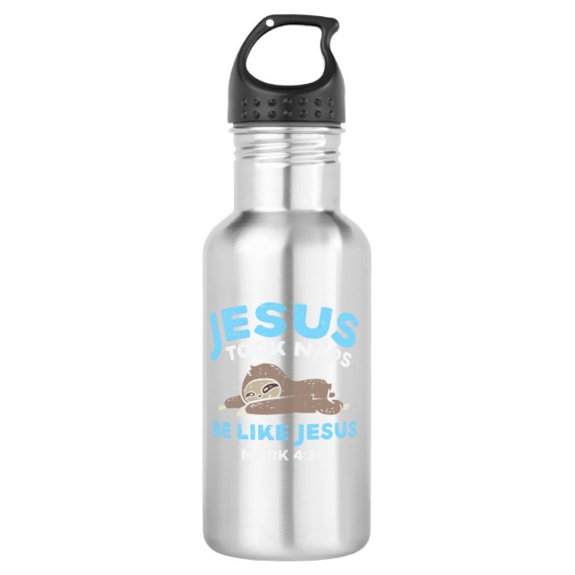 Bouteille D'eau Jésus faisait des siestes paresseux drôle verset b (Devant)