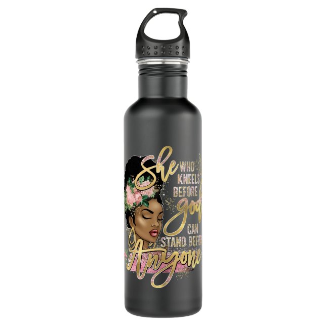 Bouteille D'eau Jésus Fille Noire Elle Qui S'Agenouille Devant Die (Devant)