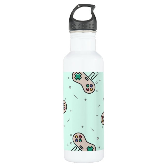 Bouteille D'eau Jeu gris joystick sur bleu (Devant)