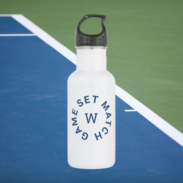 Bouteille D'eau Jeu Match Monogramme bleu Tennis (Créateur téléchargé)