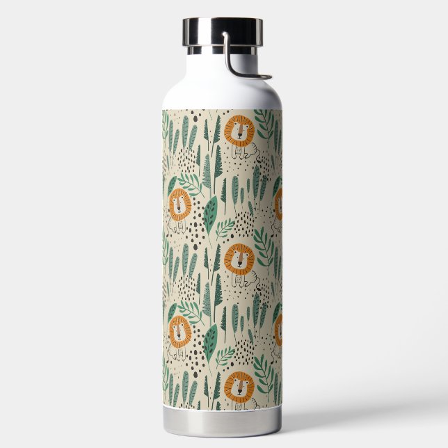Bouteille D'eau Joli Doodle Lion Jungle Rainforest Motif (Droite)