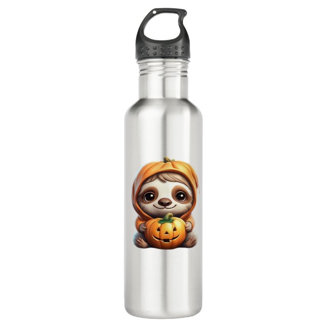 Bouteille D'eau Joli fentes avec Citrouille Halloween Dessin Vecto (Devant)