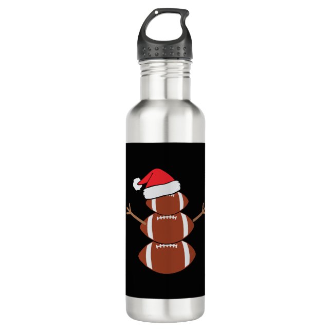 Bouteille D'eau Joli Noël Football Snowman Santa Hat Funny (Devant)