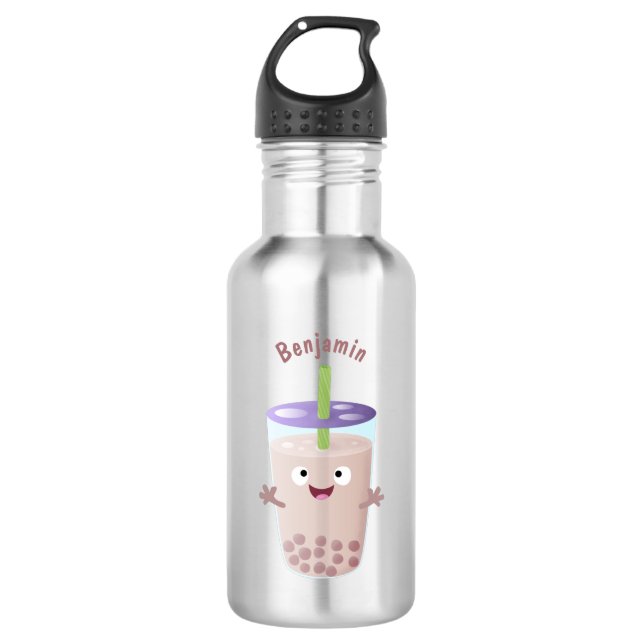 Bouteille D'eau Joli personnage de dessin animé boba thé bulle (Devant)