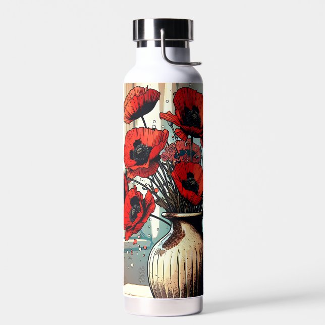Bouteille D'eau Joli Vase de Red Poppies (Gauche)