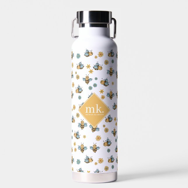 Bouteille D'eau Jolie abeilles de miel et Fleurs sauvages floraux  (Avant)