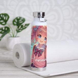 Bouteille D'eau Jolie fille Anime en Pigtails Roses