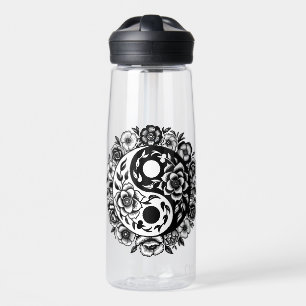Bouteille D'eau Jolie florale noire et blanche Yin Yang Personnali